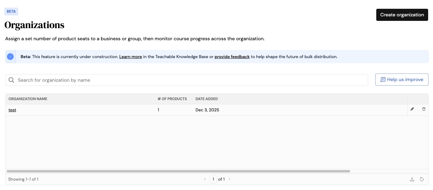 Teachable Organizations Feature Overview